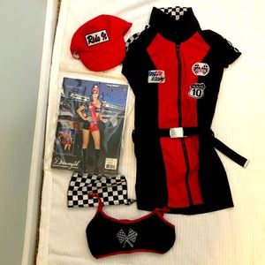 5PC Joy Rider Flag Girl Costume